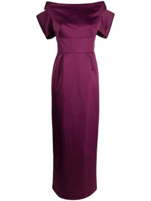 Hedvábné večerní šaty s mašlí Huishan Zhang fialové