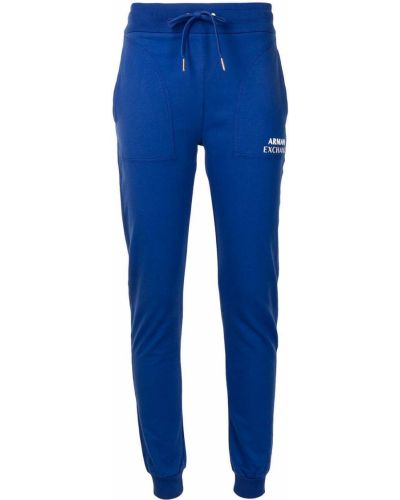 Pantalones de chándal de cintura alta Armani Exchange azul