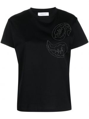 T-shirt avec perles en coton à imprimé Fabiana Filippi noir