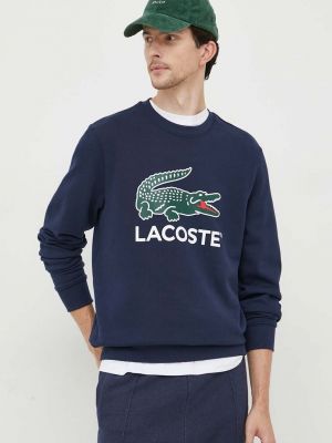 Хлопковый свитер с принтом Lacoste синий