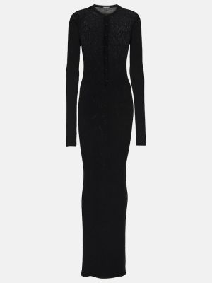 Vestido largo de lana de punto Ann Demeulemeester negro
