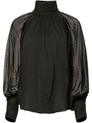 Прозрачна копринена блуза Equipment черно