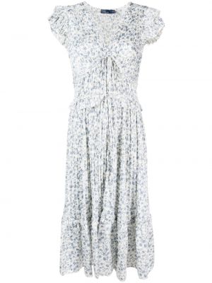 Lininis medvilninis medvilninis suknele Polo Ralph Lauren balta