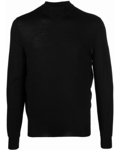 Jersey cuello alto de lana merino con cuello alto de tela jersey Drumohr negro