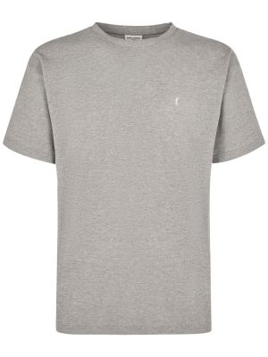 Памучна поло тениска Saint Laurent сиво