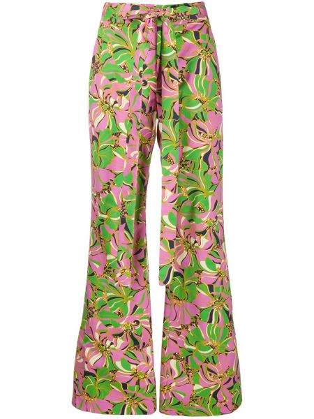 Pantalones de flores con estampado bootcut La Doublej verde