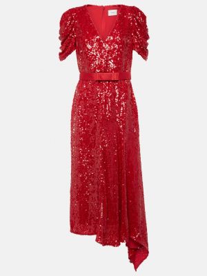 Асимметричное платье мини с пайетками Erdem красное
