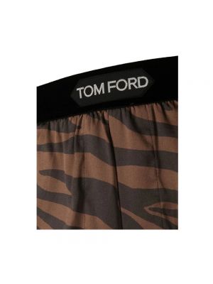 Jedwabne bokserki z nadrukiem w zebrę Tom Ford brązowe