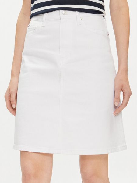Priliehavá džínsová sukňa Tommy Hilfiger biela