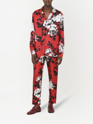 Pantalones rectos de flores con estampado Dolce & Gabbana rojo