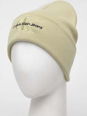 Хлопковая шапка Calvin Klein Jeans зеленая