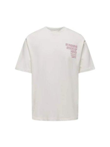 Koszulka bawełniana casual Only & Sons biała