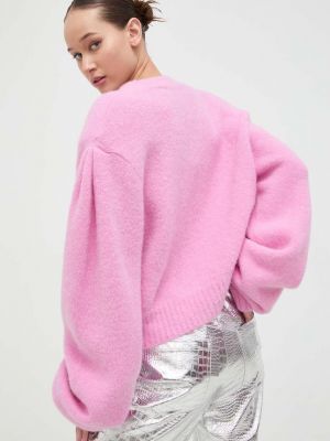 Gyapjú pulóver Rotate rózsaszín