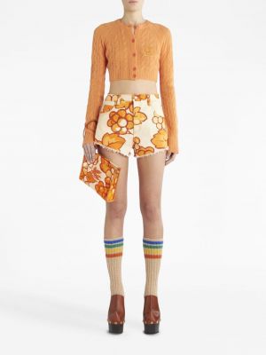 Mustriline teksariidest lühikesed püksid Etro oranž