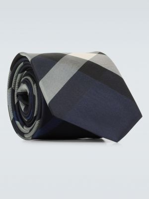 Клетчатый шелковый галстук Burberry синий