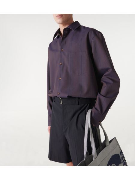 Pruhovaná vlnená košeľa Burberry fialová