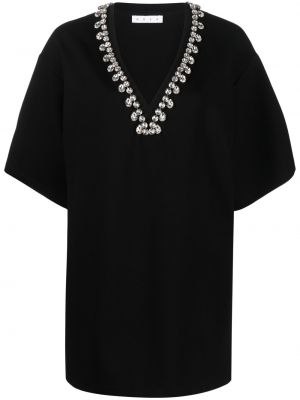 Sukienka z dekoltem w serek z kryształkami Area czarna