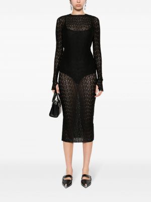 Průsvitné koktejlové šaty se síťovinou Alessandro Vigilante černé