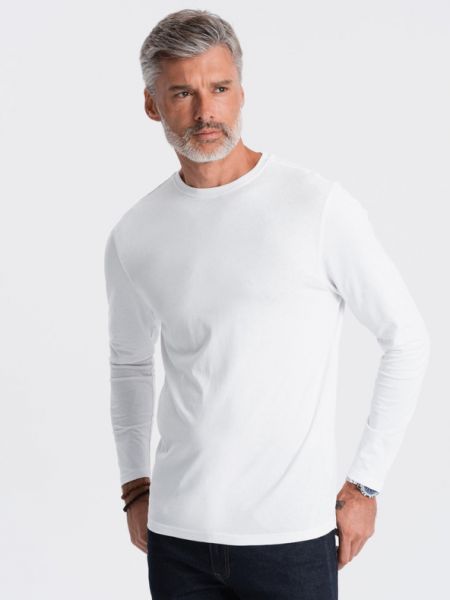 Hosszú ujjú póló Ombre Clothing fehér