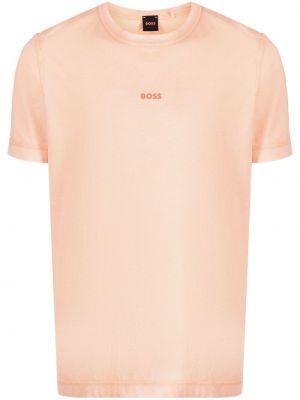 Памучна тениска с кръгло деколте Boss оранжево