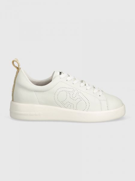 Sneakersy skórzane Coccinelle białe