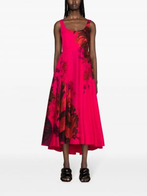 Sukienka długa w kwiatki z nadrukiem Erdem różowa