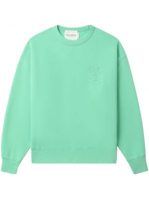Medvilninis siuvinėtas džemperis Closed žalia