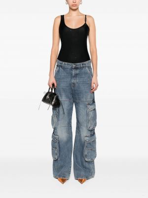 Robe en jean à imprimé en cristal Versace Jeans Couture noir
