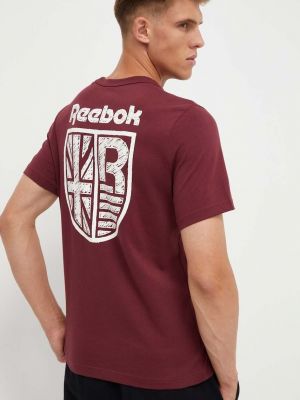 Koszulka bawełniana z nadrukiem Reebok bordowa