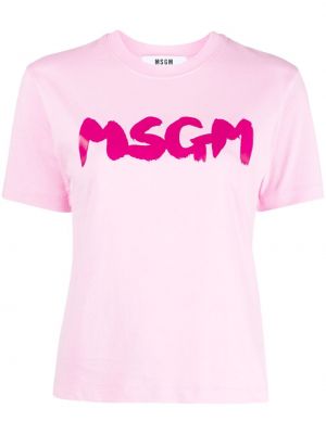 Tricou din bumbac cu imagine Msgm roz