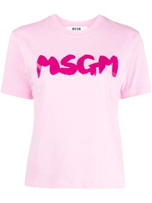 Painettu puuvilla t-paita Msgm pinkki