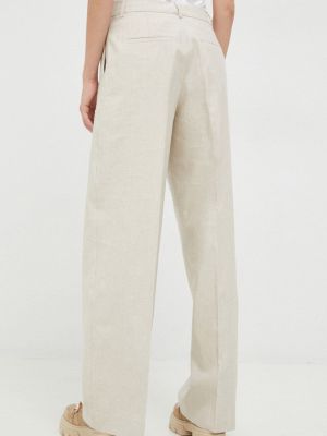 Kalhoty s vysokým pasem Calvin Klein béžové