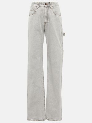 Straight leg jeans a vita alta Brunello Cucinelli grigio