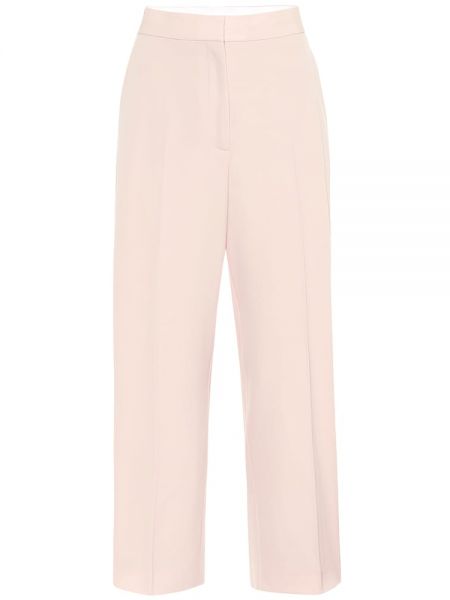 Pantaloni cu picior drept cu talie înaltă de lână Stella Mccartney roz