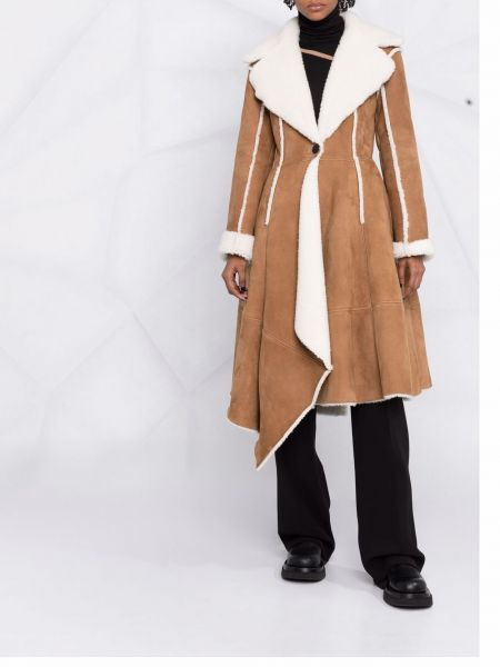 Asymetrický kabát Alexander Mcqueen hnědý