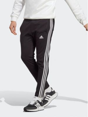 Džerzej pruhované priliehavé teplákové nohavice Adidas čierna