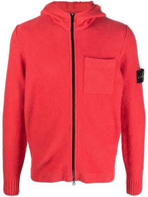 Fleece hoodie mit reißverschluss Stone Island rot
