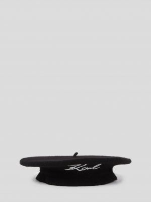 Vlněný klobouk Karl Lagerfeld černý