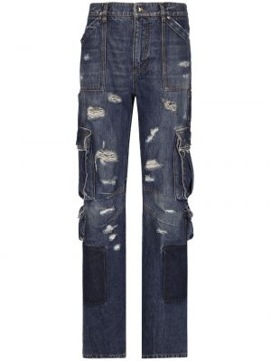Obnosené džínsy s rovným strihom Dolce & Gabbana modrá