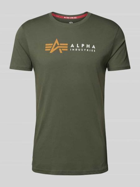 Koszulka bawełniana z nadrukiem Alpha Industries zielona