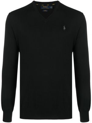 Haftowany sweter bawełniany Polo Ralph Lauren czarny