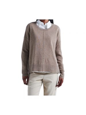 Sweter z kaszmiru z okrągłym dekoltem Absolut Cashmere brązowy