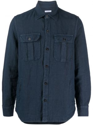 Lininė marškiniai su kišenėmis Boglioli mėlyna