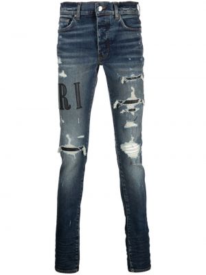 Trykt nødlidende skinny jeans Amiri blå