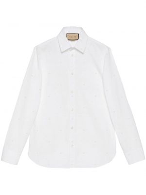 Bavlnená košeľa s potlačou Gucci biela