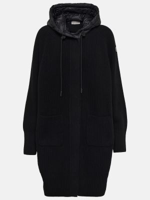 Gyapjú kabát Moncler - Fekete