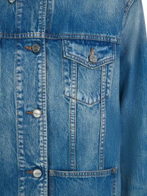Oversized bavlnená džínsová bunda Ganni modrá