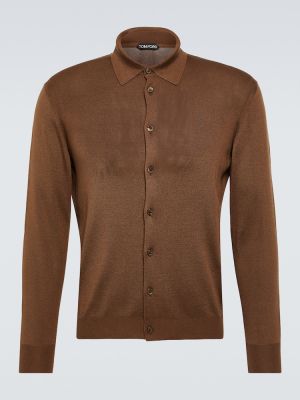 Плетена копринена риза Tom Ford кафяво