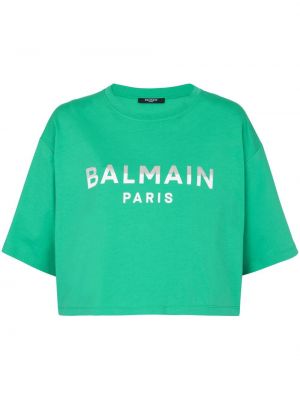 T-shirt con stampa Balmain verde