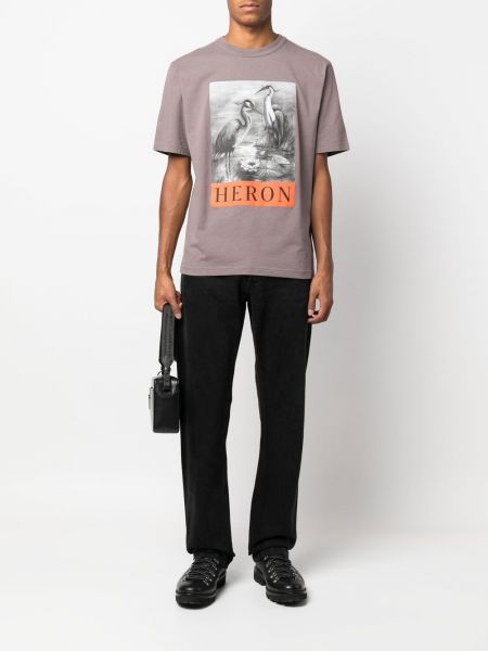 T-shirt aus baumwoll mit print Heron Preston grau